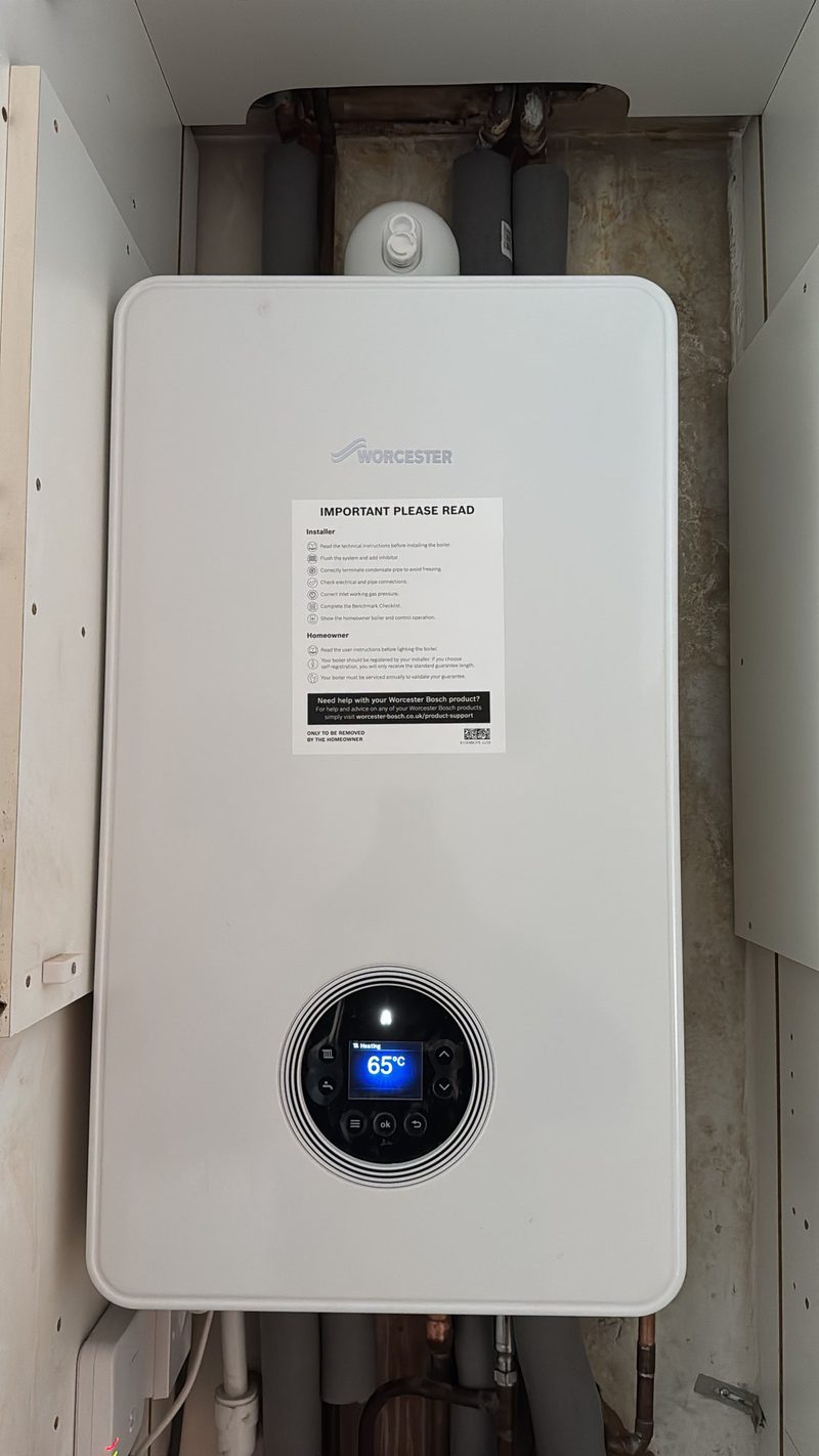 Combi boiler fitted neatly into a kitchen alcove